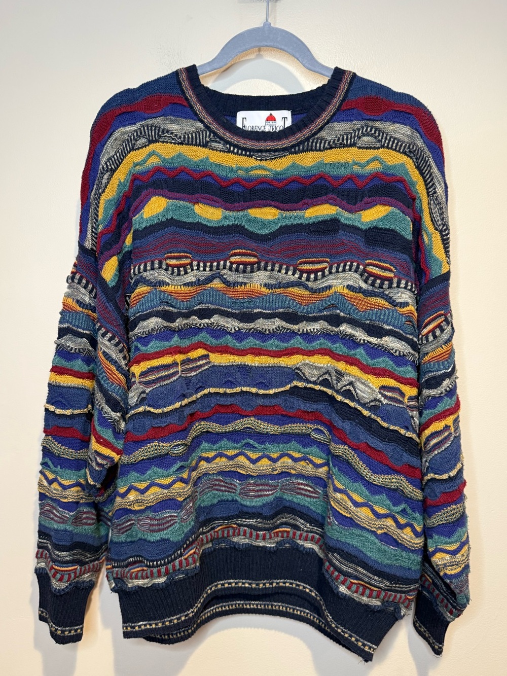 Vintage Florence Tricot Biggie 3D Cosby Coogi Textured Knit Sweater Men’s XL